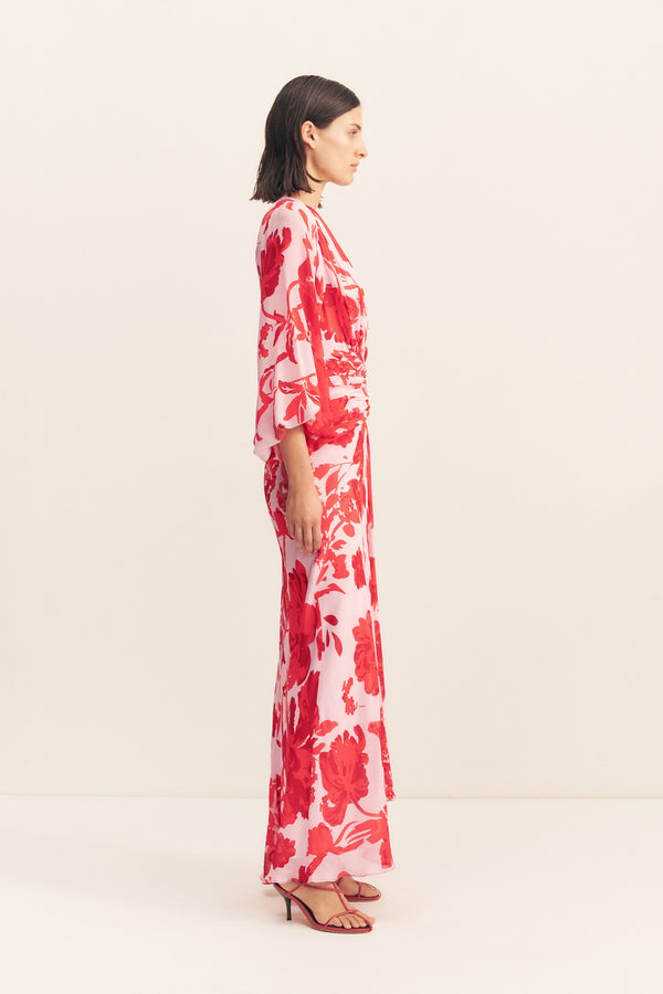 ALEYNA LONG SLEEVE RUCHED MAXI DRESS
