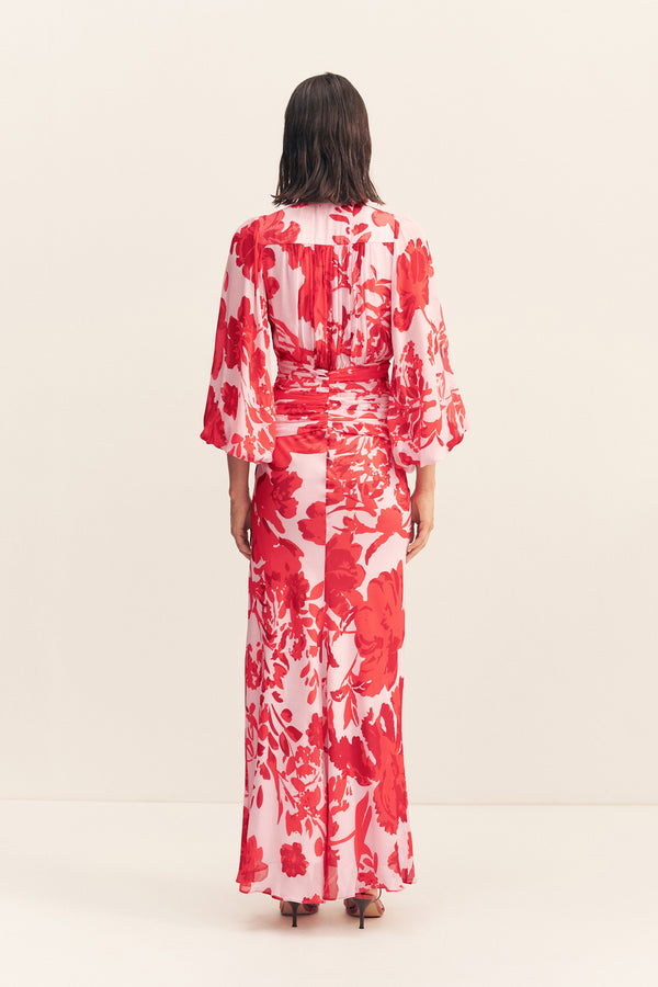 ALEYNA LONG SLEEVE RUCHED MAXI DRESS