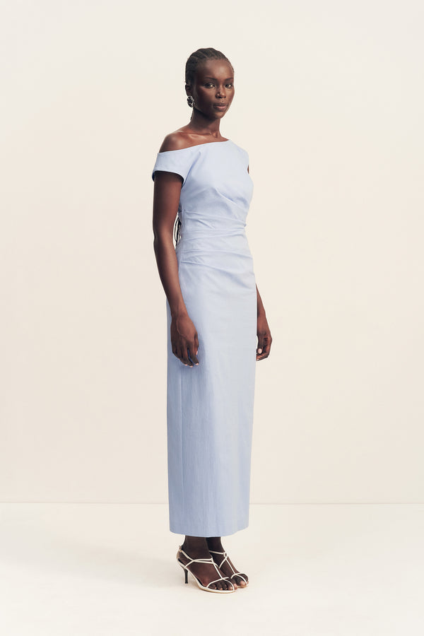 CAMPBELL OFF SHOULDER MAXI DRESS - CORNFLOWER BLUE
