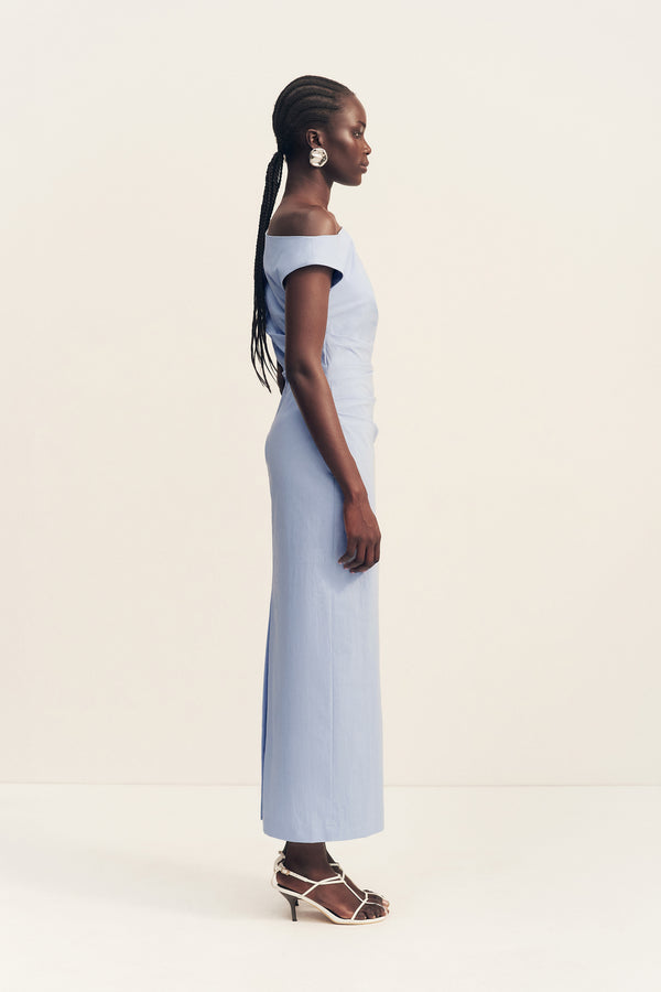 CAMPBELL OFF SHOULDER MAXI DRESS - CORNFLOWER BLUE