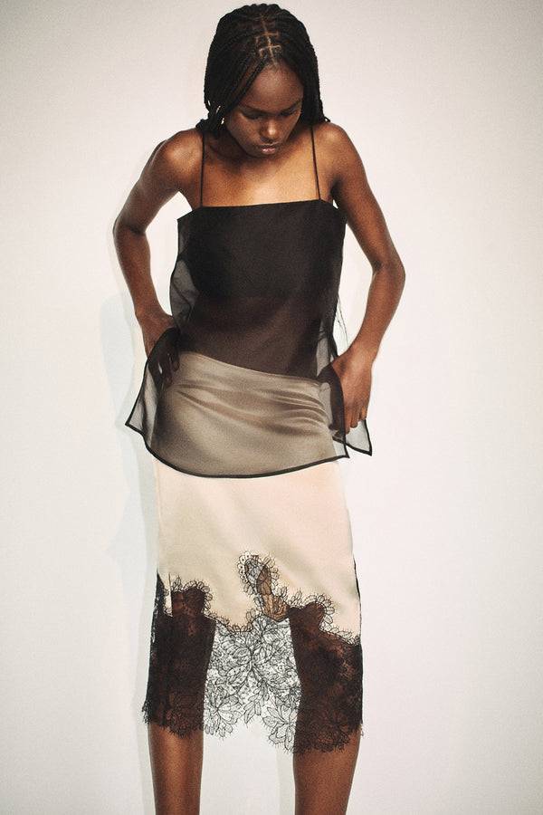 TIBBY SILK ORGANZA CAMI - BLACK