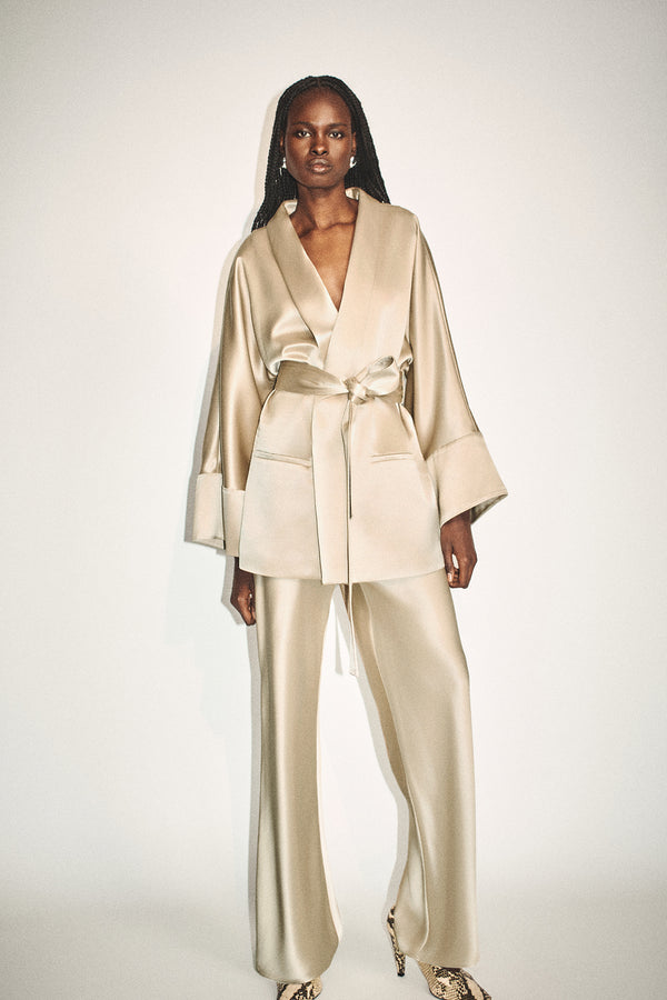 SAVANNA BELTED JACKET - CHAMPAGNE