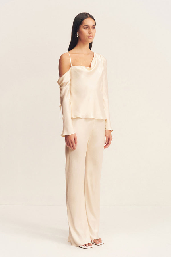 LA LUNE ASYMMETRICAL LONG SLEEVE TOP - CREAM_A