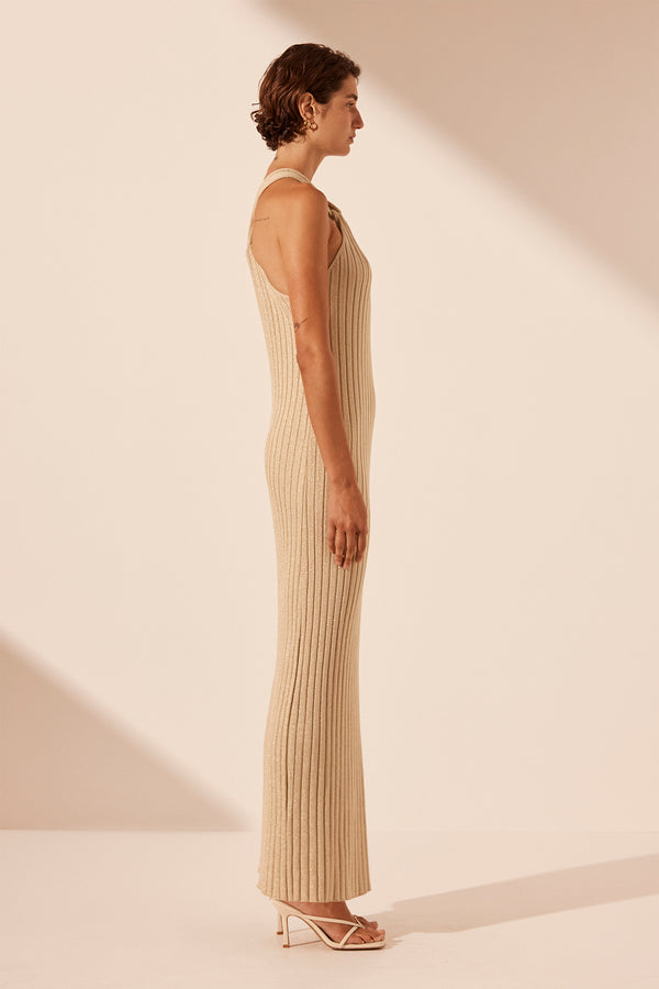 LIVIA HALTER MAXI DRESS - CHAMPAGNE_S