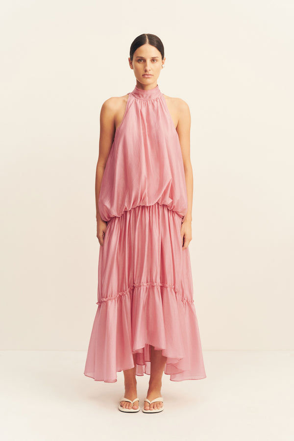 AURA BLOUSON MAXI DRESS - ROSEWATER_F