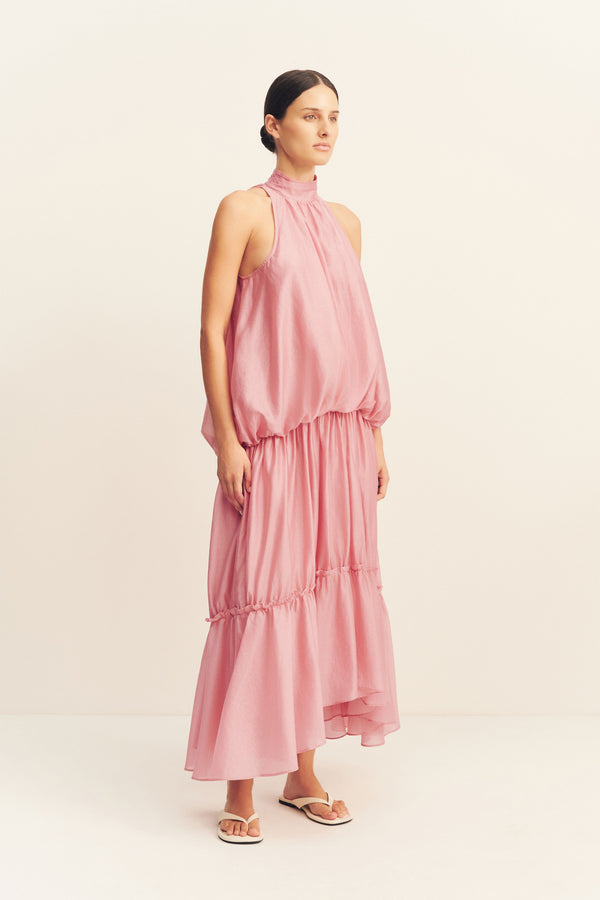 AURA BLOUSON MAXI DRESS - ROSEWATER