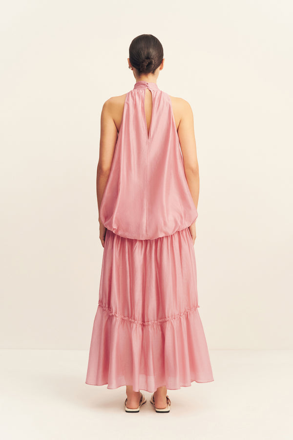 AURA BLOUSON MAXI DRESS - ROSEWATER