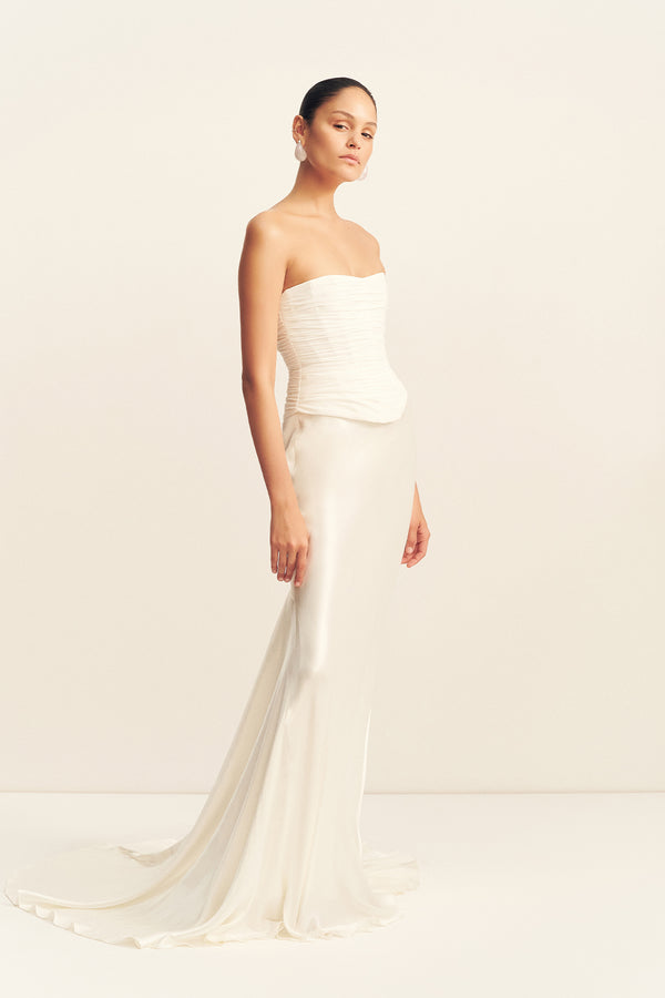 LA LUNE HIGH WAIST MAXI SKIRT - WHITE
