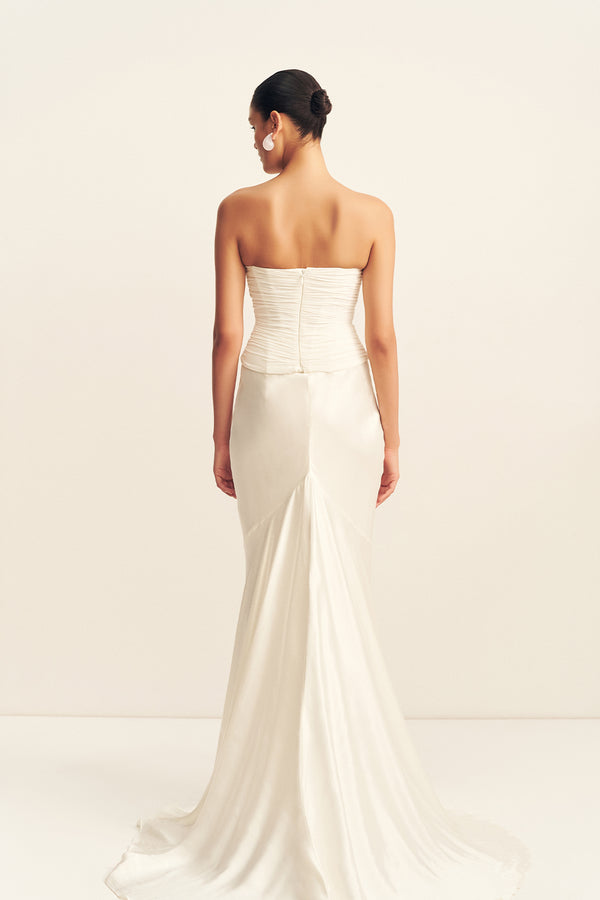 LA LUNE HIGH WAIST MAXI SKIRT - WHITE