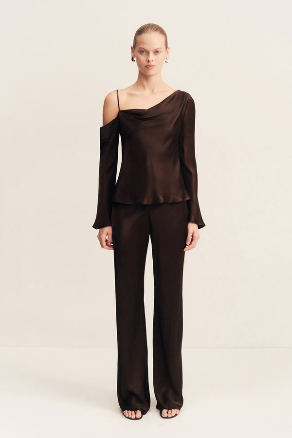 LA LUNE ASYMMETRICAL LONG SLEEVE TOP - BLACK_F