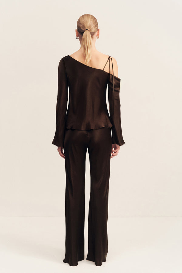 LA LUNE ASYMMETRICAL LONG SLEEVE TOP - BLACK_B