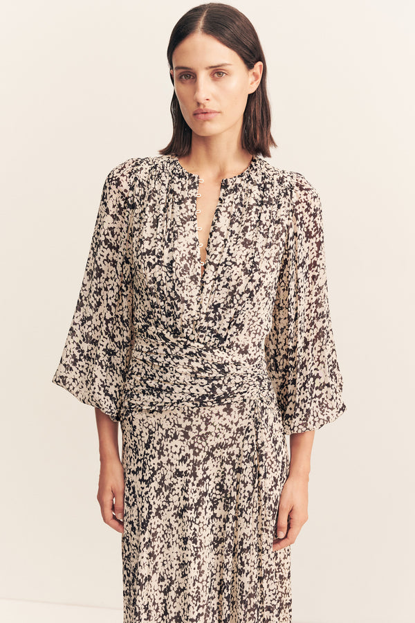 OPHELIA HIGH NECK BALLOON SLEEVE MAXI DRESS