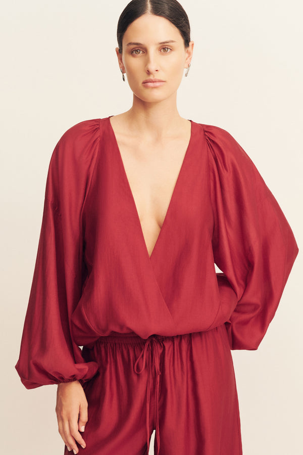 AURA SEMI SHEER PANT - ROUGE