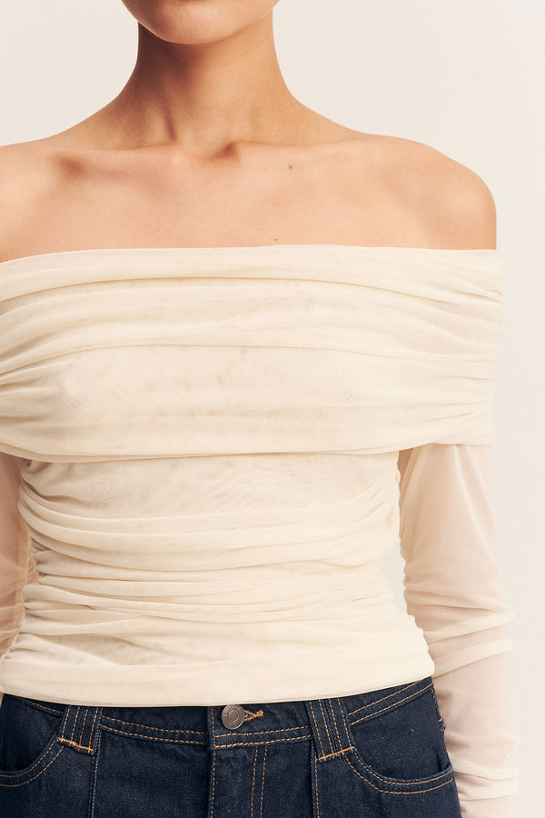 MIRA LONG SLEEVE OFF SHOULDER TOP - IVORY_D