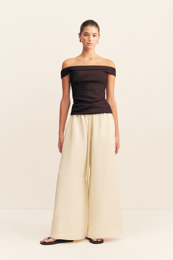 BROOKS OFF SHOULDER TOP - GANACHE_F