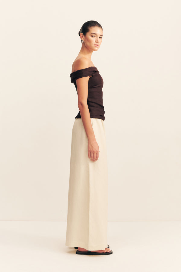 BROOKS OFF SHOULDER TOP - GANACHE