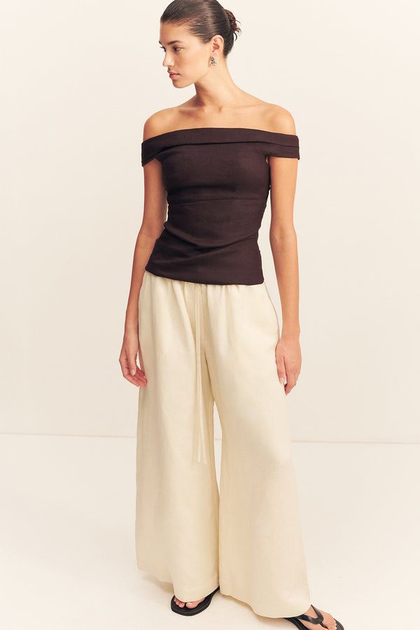 BROOKS OFF SHOULDER TOP - GANACHE