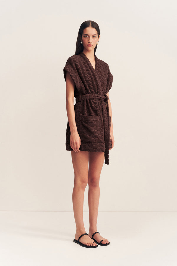 PAULINE SLEEVELESS ROBE - ESPRESSO
