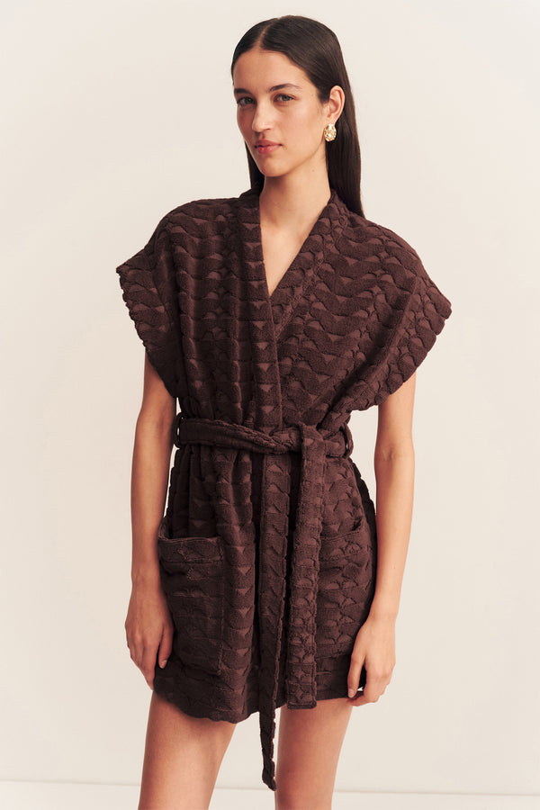 PAULINE SLEEVELESS ROBE - ESPRESSO