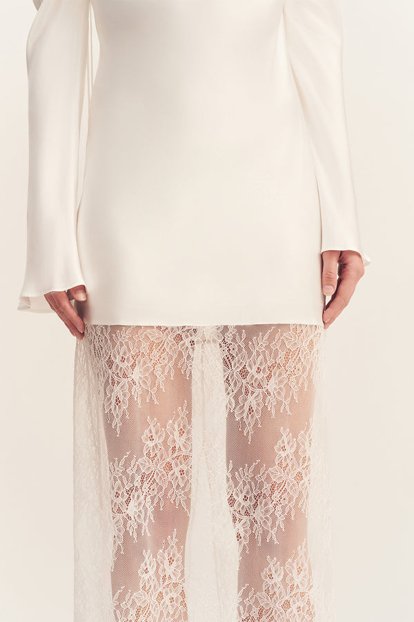 LABYRINTH LACE LONG SLEEVE MAXI DRESS - IVORY
