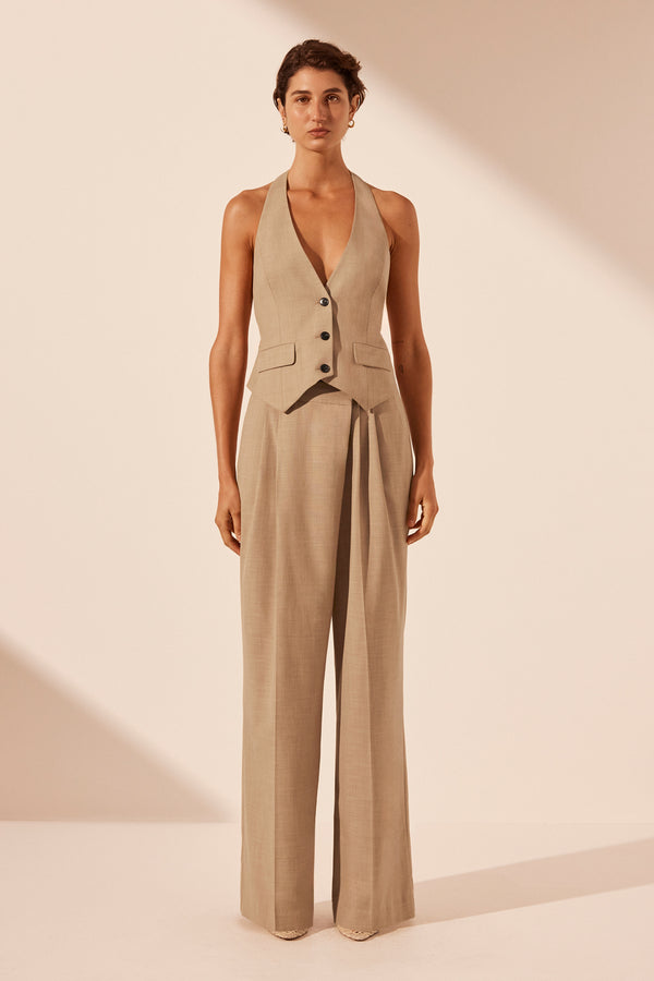 ASHER TAILORED OPEN BACK VEST - LATTE_F