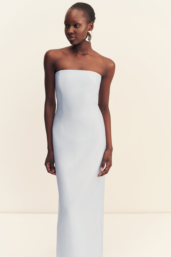 OTIS STRAPLESS PANELLED MAXI DRESS - SKY
