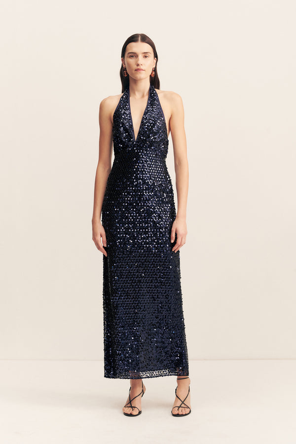 EVERLY PLUNGED HALTER MAXI DRESS - MOONLIGHT_F