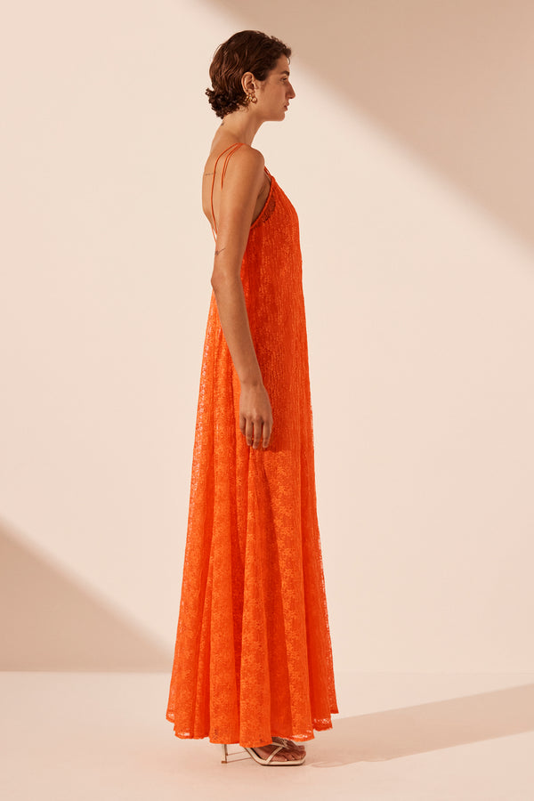 SOL LACE PLUNGED MAXI DRESS - FLAME_S