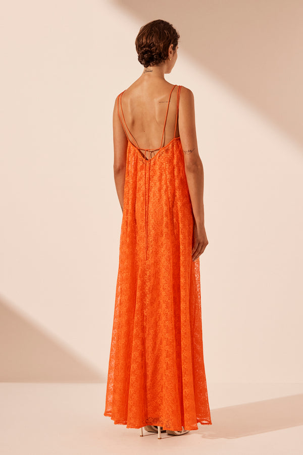 SOL LACE PLUNGED MAXI DRESS - FLAME_B
