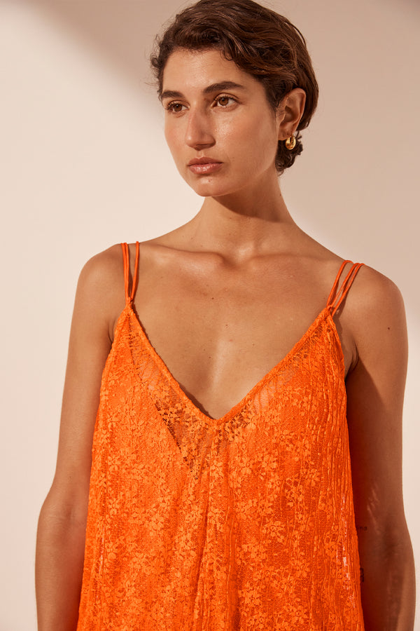 SOL LACE PLUNGED MAXI DRESS - FLAME_D