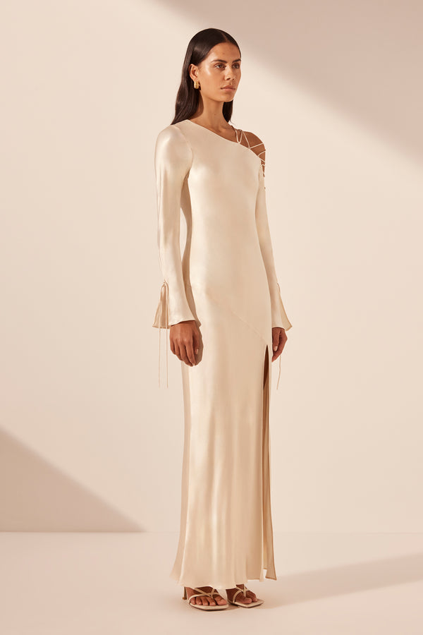 NORA LACE DETAIL MAXI DRESS - CREAM_A