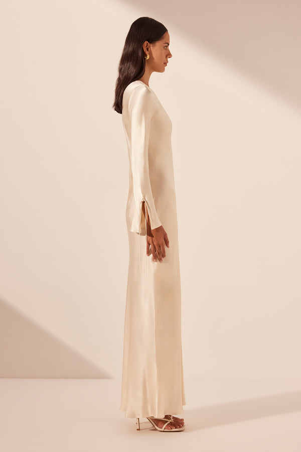 NORA LACE DETAIL MAXI DRESS - CREAM_S