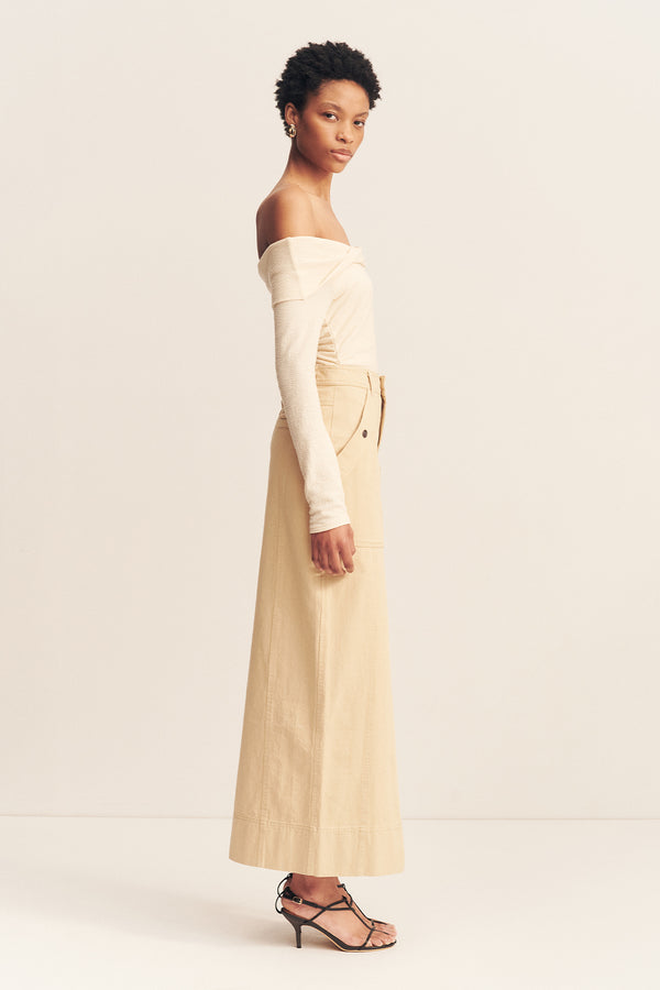 ARIANA FRONT SPLIT MAXI SKIRT - SAND_S