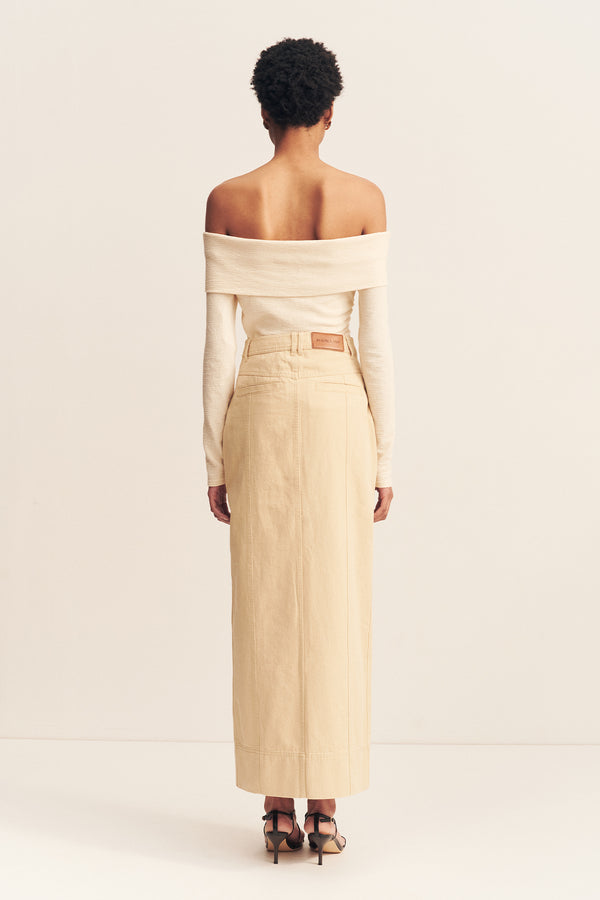 ARIANA FRONT SPLIT MAXI SKIRT - SAND_B