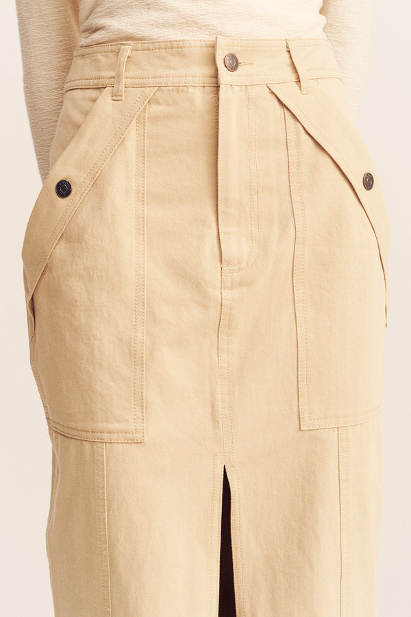 ARIANA FRONT SPLIT MAXI SKIRT - SAND_D