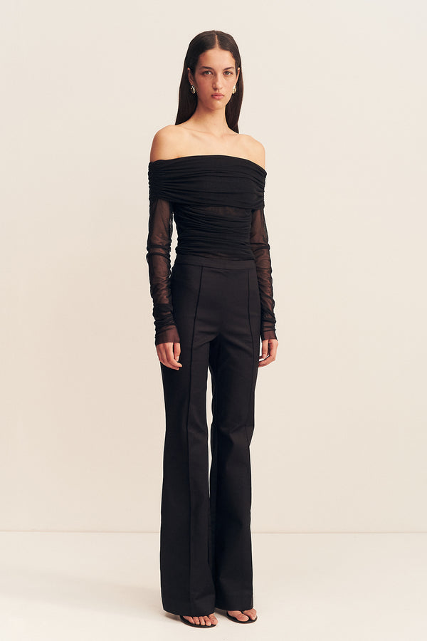 MIRA LONG SLEEVE OFF SHOULDER TOP - BLACK_A
