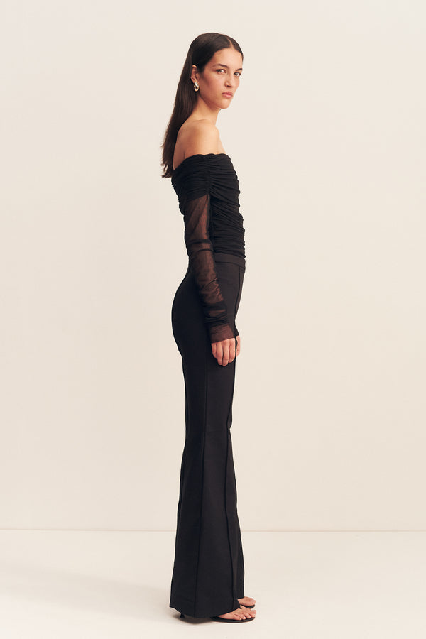 MIRA LONG SLEEVE OFF SHOULDER TOP - BLACK_S