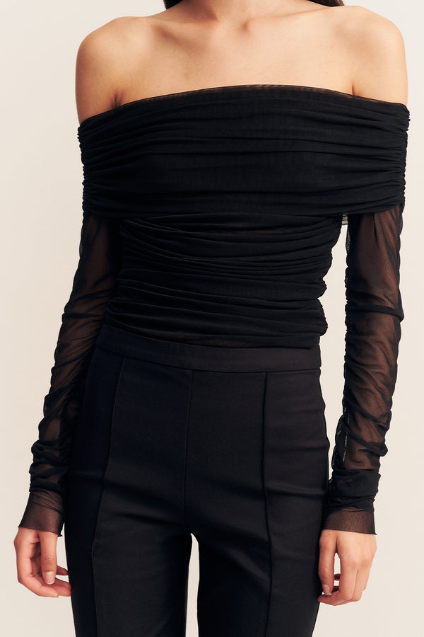 MIRA LONG SLEEVE OFF SHOULDER TOP - BLACK_D