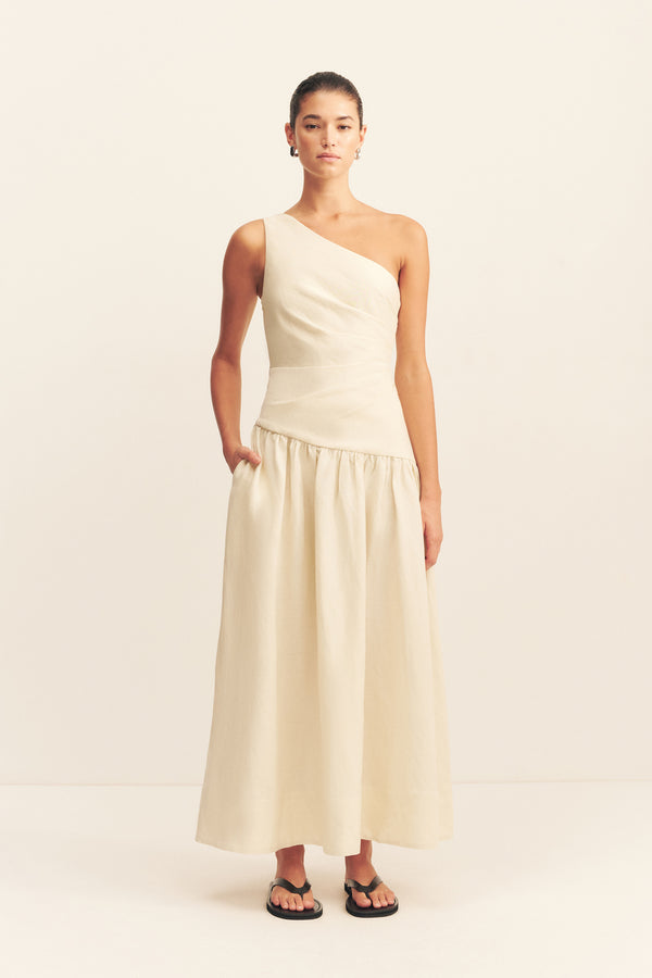 GIGI ONE SHOULDER MAXI DRESS - ECRU_F