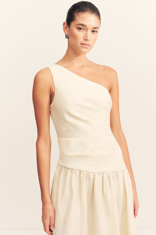 GIGI ONE SHOULDER MAXI DRESS - ECRU