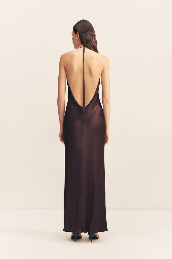 LA LUNE LOW COWL MAXI DRESS - ESPRESSO