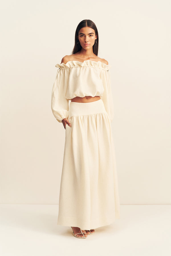 JASPER LINEN BLEND MAXI SKIRT - RESIN_F