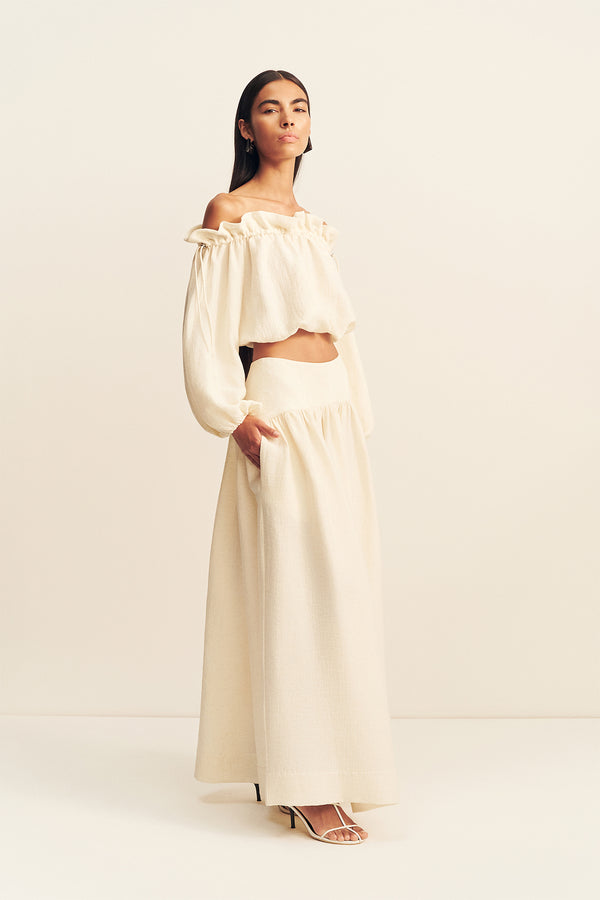 JASPER LINEN BLEND MAXI SKIRT - RESIN