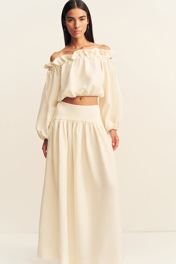 JASPER LINEN BLEND MAXI SKIRT - RESIN
