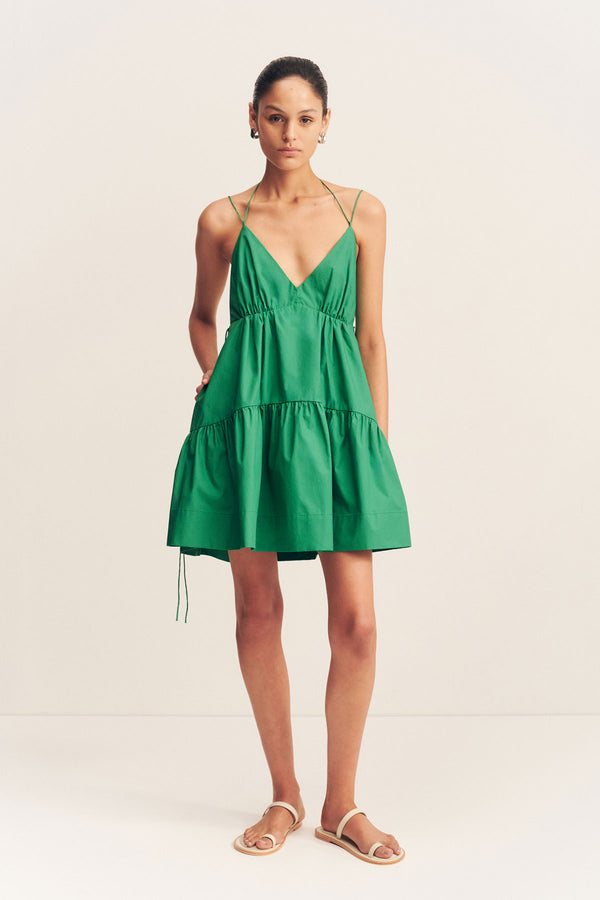 MAIORI TIERED MINI DRESS - APPLE GREEN_F
