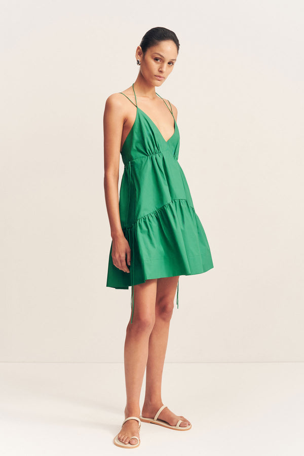 MAIORI TIERED MINI DRESS - APPLE GREEN_A