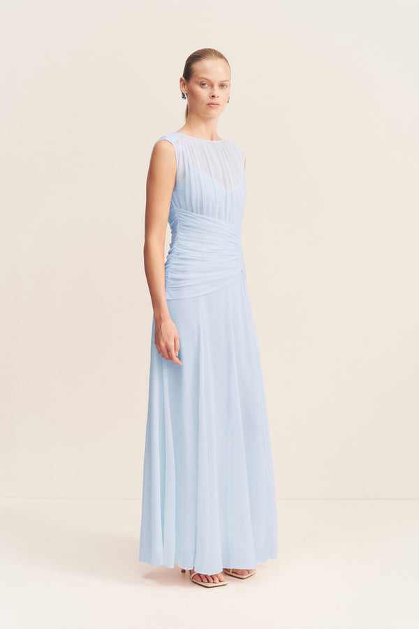 ROMY HIGH NECK MAXI DRESS - ARCADIAN BLUE