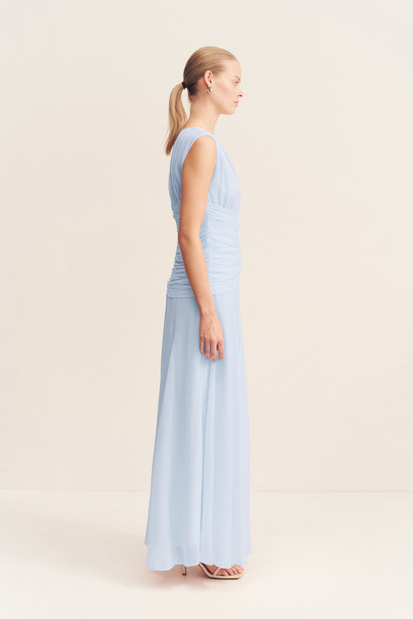 ROMY HIGH NECK MAXI DRESS - ARCADIAN BLUE