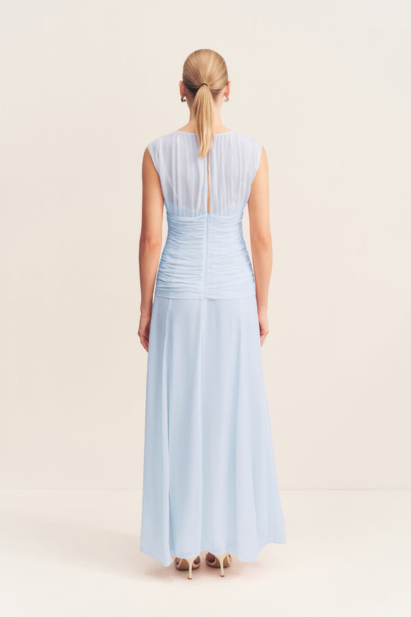 ROMY HIGH NECK MAXI DRESS - ARCADIAN BLUE