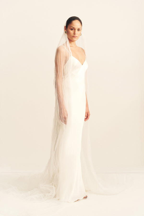 HALO PLEATED VEIL - IVORY